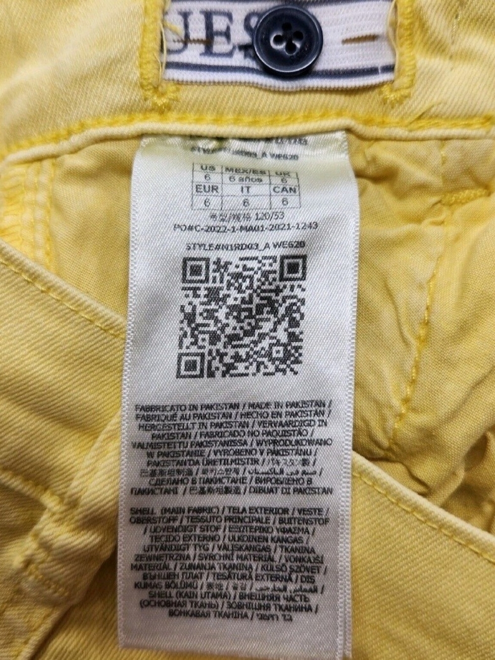 Guess Boys Shorts Size 6 Bright Yellow Cuffed Smart Organic Cotton NWT 30 - Picture 7 of 9